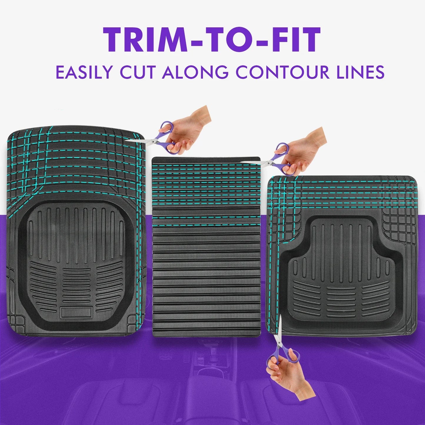 5pcs Universal Auto Car Floor Mats All-Weather Waterproof Tray Mat Interior Accessories