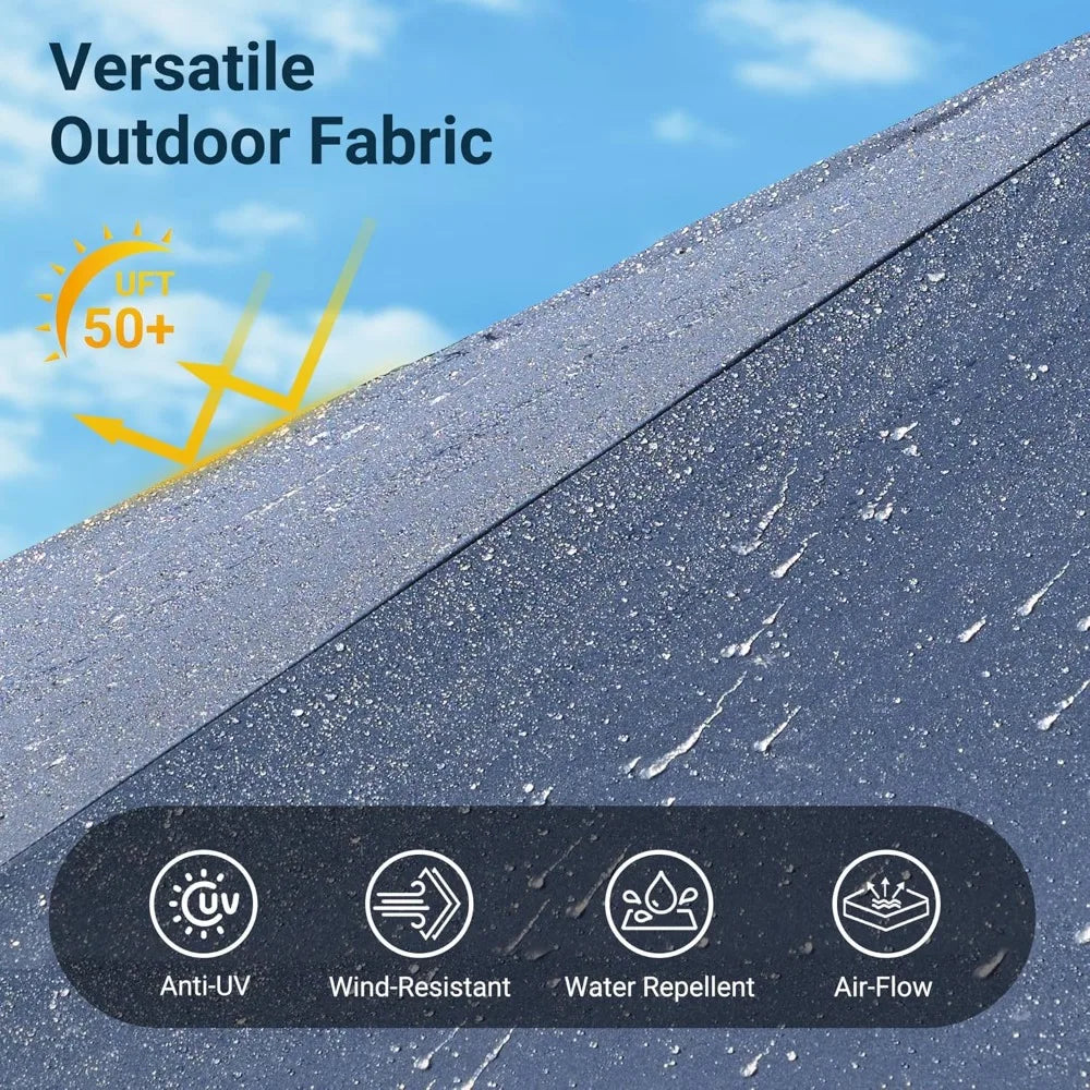 Outdoor Patio Umbrella With Solar Light,15 Ft Sunshade W Base 156 Colorful LED