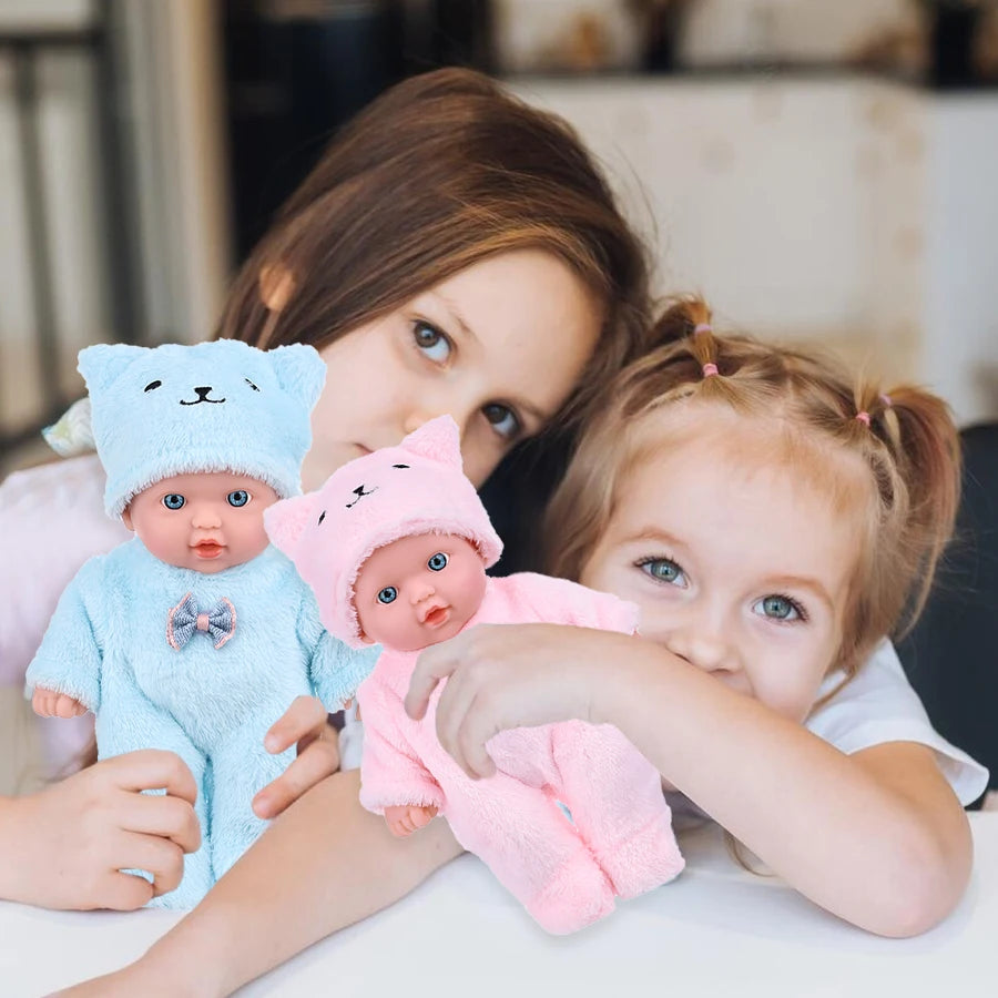 New 8 Inch Cuddly Plush Baby Doll Two-piece Set Pink and Blue  Baby Doll  Girl Christmas Gifts
