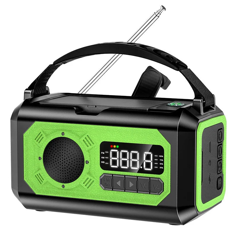 12000mAh Solar Hand Crank AM/FM/NOAA Weather Radio with 2 Solar Panels