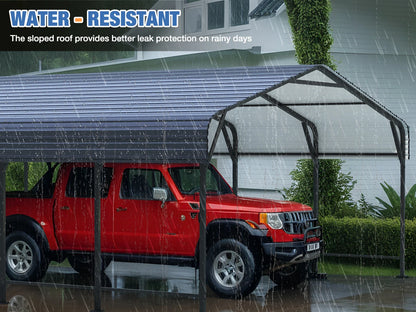20x20/20x30/20x40FT Metal Carport with Enhanced Base Outdoor Heavy Duty Galvanized Car Shelter
