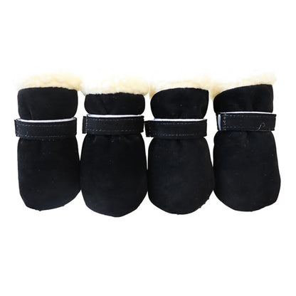 4Pcs Pet Dog Snow Boots Winter Warm Plush Dog Shoes for Small Medium Dog Cats S-XL Soft with Non-Slip Soles