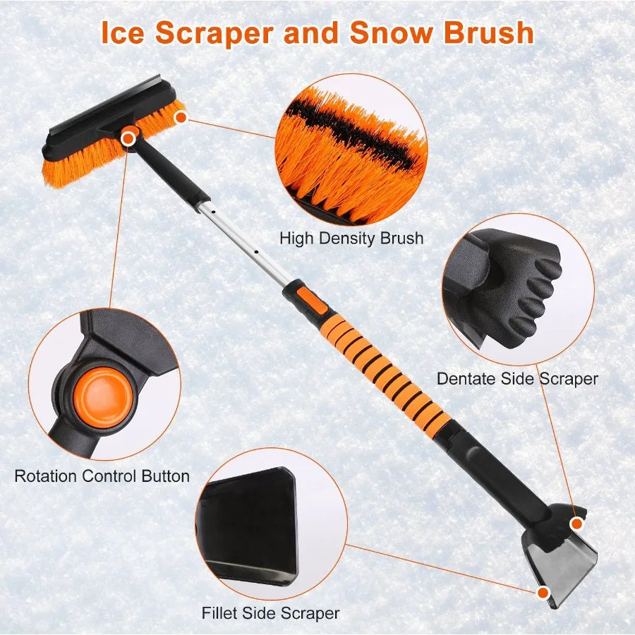 5 in 1 Detachable Snow Remover Kits Extendable Ice Scraper Snow Shovel 180 Adjustable Snow Brush  for Car Windshield Roof