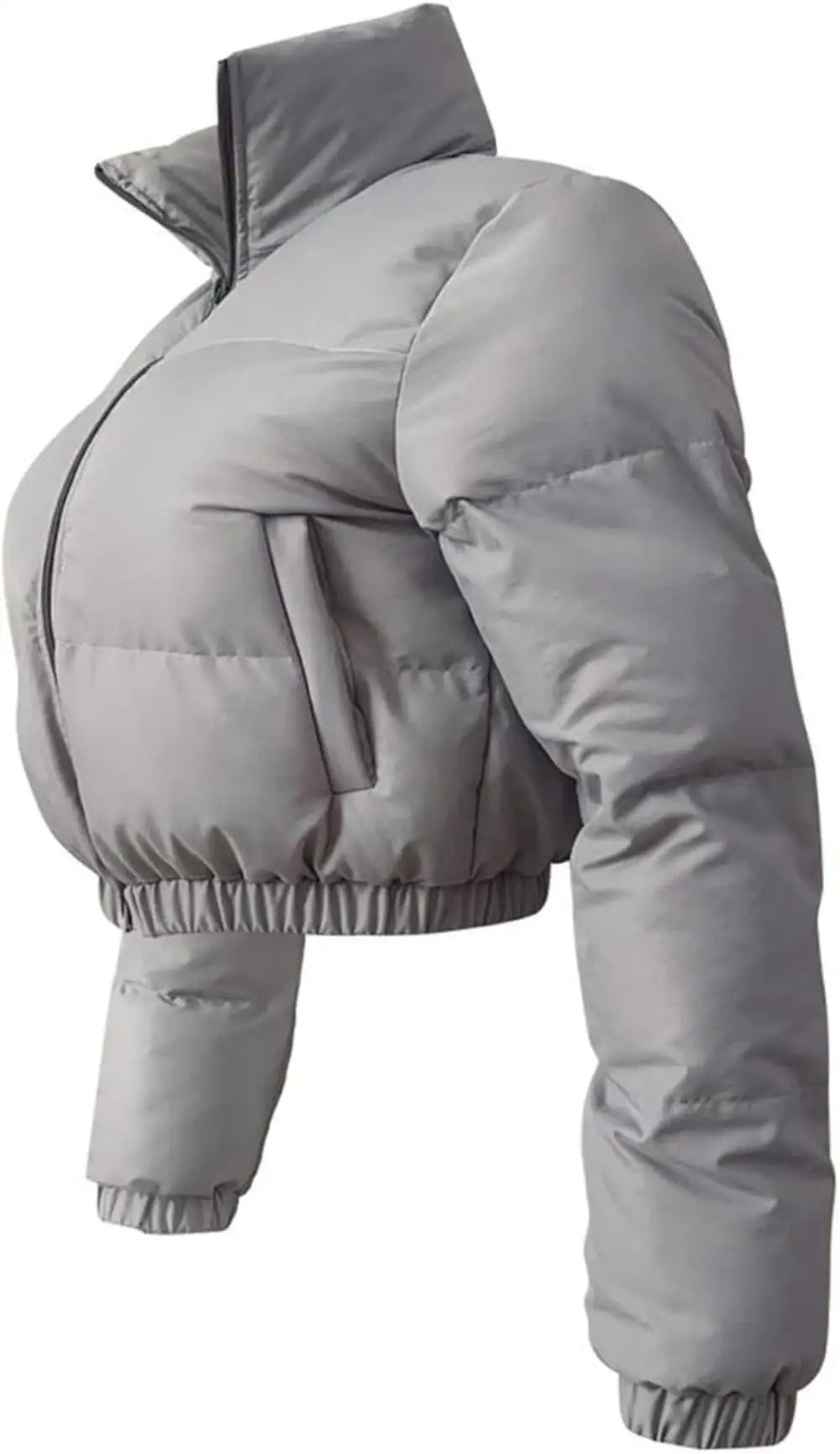 Puffer Jacket Womens Cropped Zip Casual Cotton Coat Padding Warm Jackets Winter Coats