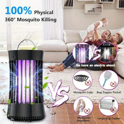 360° Electric Bug Zapper - UV/Zapping/Fan 3-in-1, 1800mAh 7H Battery|Waterproof Portable for Camping/Fishing/Indoor Pest Control