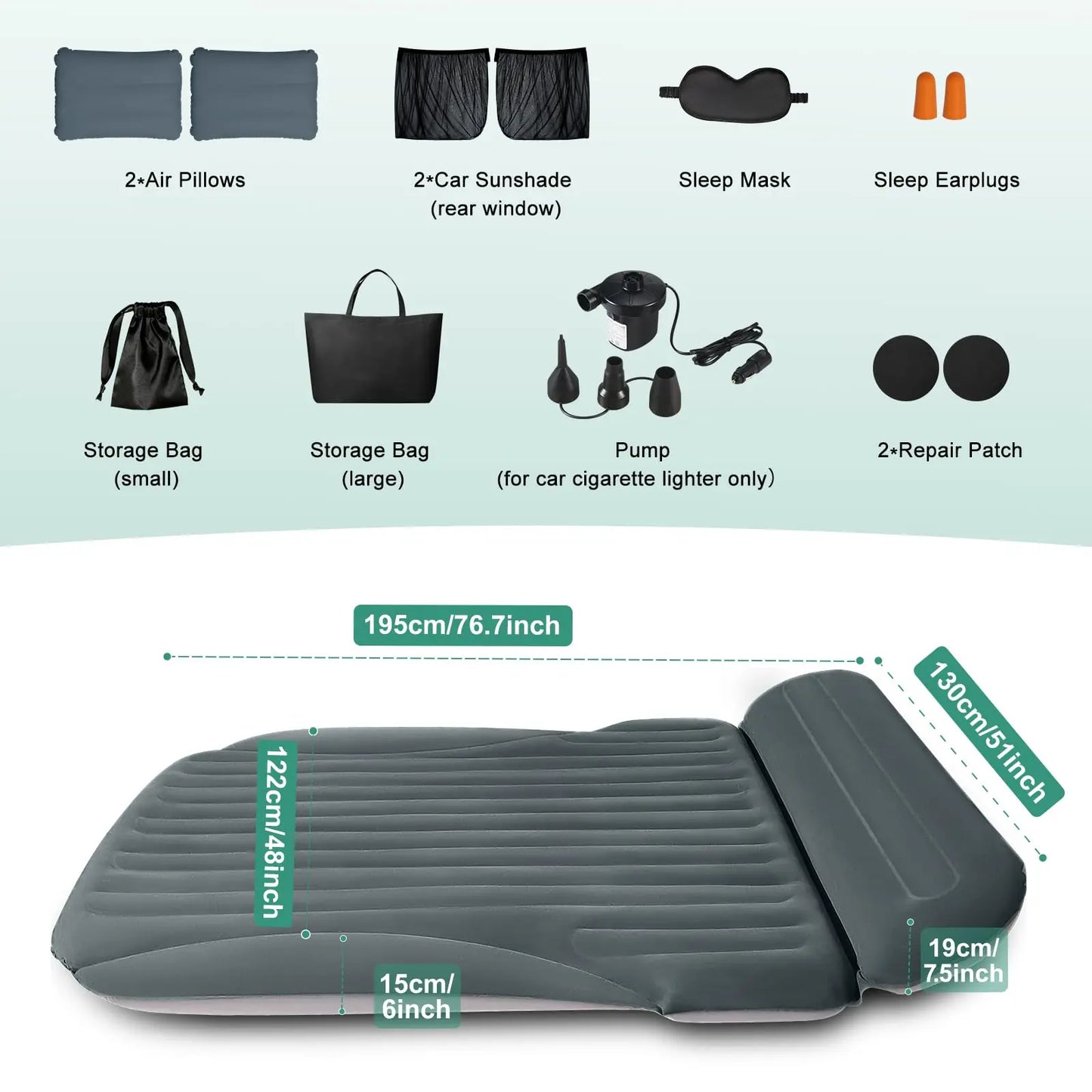 SUV Air Mattress Double-Sided Pump,Built-in