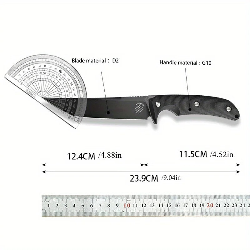 High Hardness Large Straight Knife  Steel Blade Handle Outdoor Camping  Hunting Knife Wilderness Tool