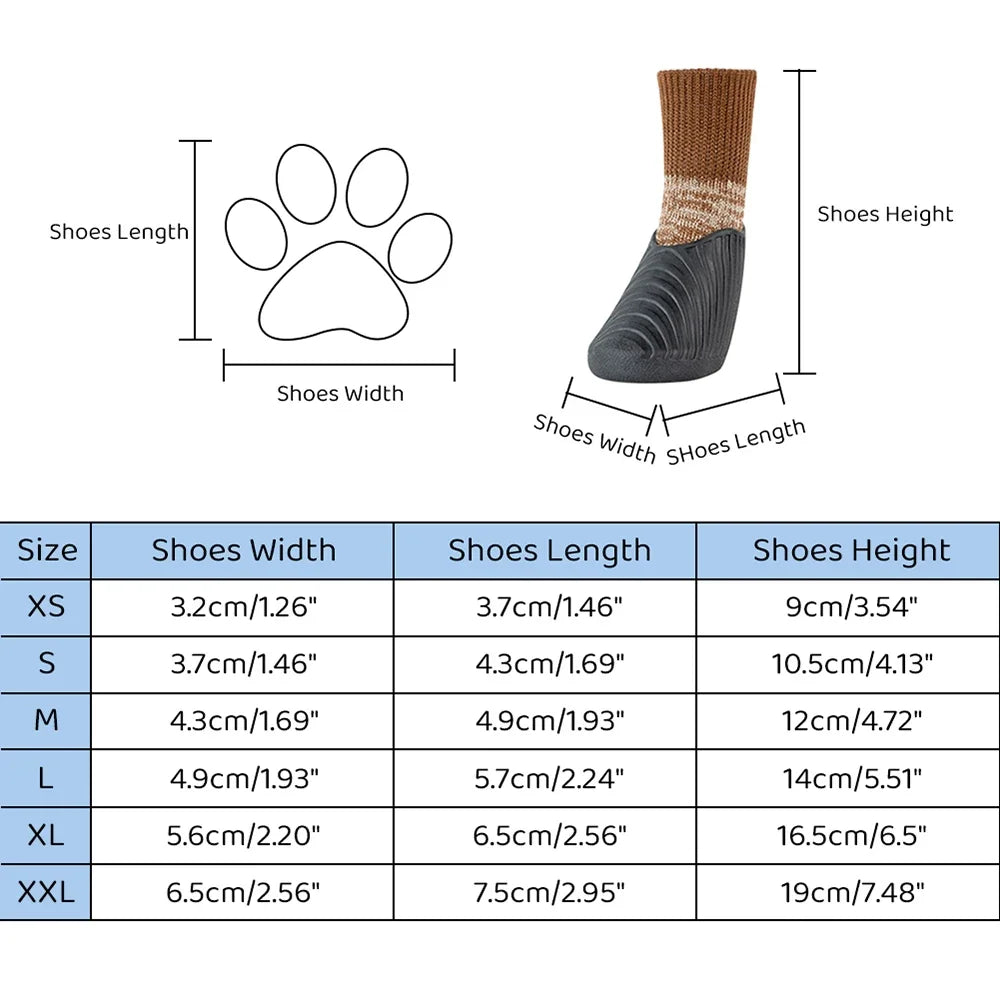 4PCS Dog Shoes Waterproof Snow Boots with Antislip Sole Soft Comfortable Dog Paw Protector