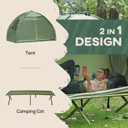 Camping Tent, Single Person Folding Cot Combo, Off-Ground Tent,  with Carry Bag for Hiking, camping