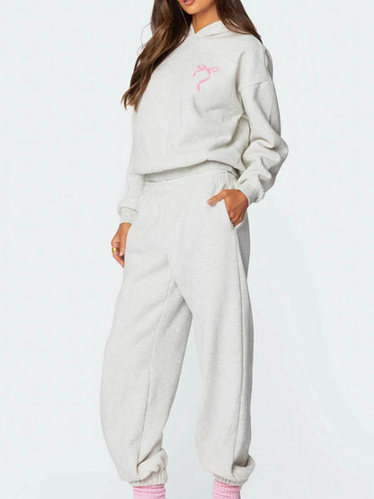 Women s 2 Piece Stylish Outfits Long Sleeve Sweatshirt Solid Color Jogger for Casual Wear