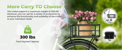 26" Electric E Bike with 7-Speed,1000 Peak Electric Bike for Adults,up 80 Miles Removable Battery Ebike, Adult Electric Bicycles