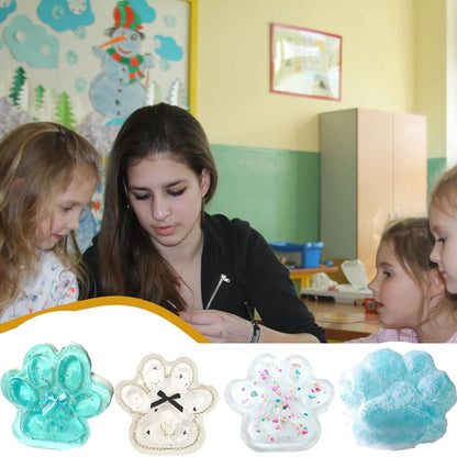 Jelly Glitter Cat Paw Stress Relief Decompression Toy Slow Rebound Pinch New Fidget Toy For Kids Adult Christmas Gifts