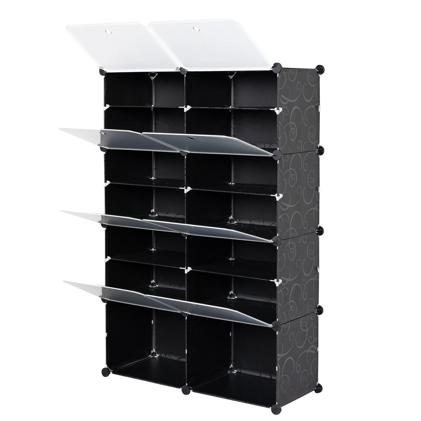 7-Tier Portable 28 Pair Shoe Rack Organizer 14 Grids Tower Shelf Storage Cabinet Stand Expandable for Heels, Boots