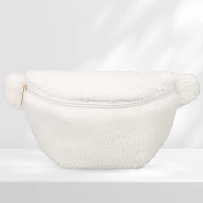 Unisex Fuzzy Crossbody Bag Zipper Closure Solid Shoulder Bag Multifunctional  Foldable Lightweight Autumn Winter Daily Bag