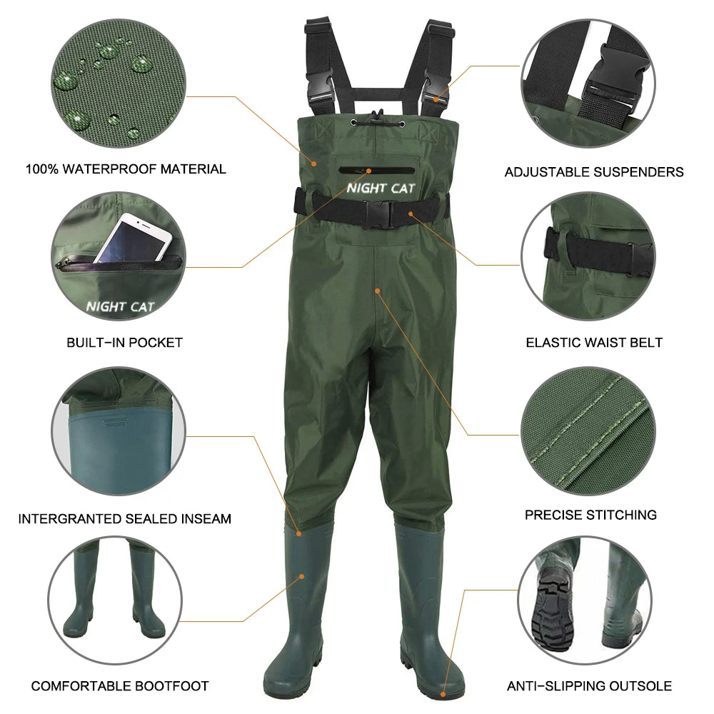 Lightweight Fishing Waders Waterproof Breathable  Fishing Hunting Chest Waders With Boots