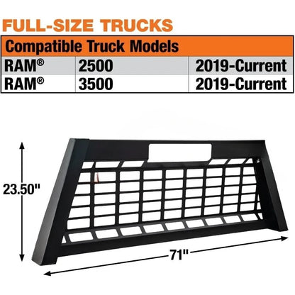 23.50" Matte Black Heavy-Duty Steel Pickup Truck Headache Rack Bundle w/Mounting Brackets,
