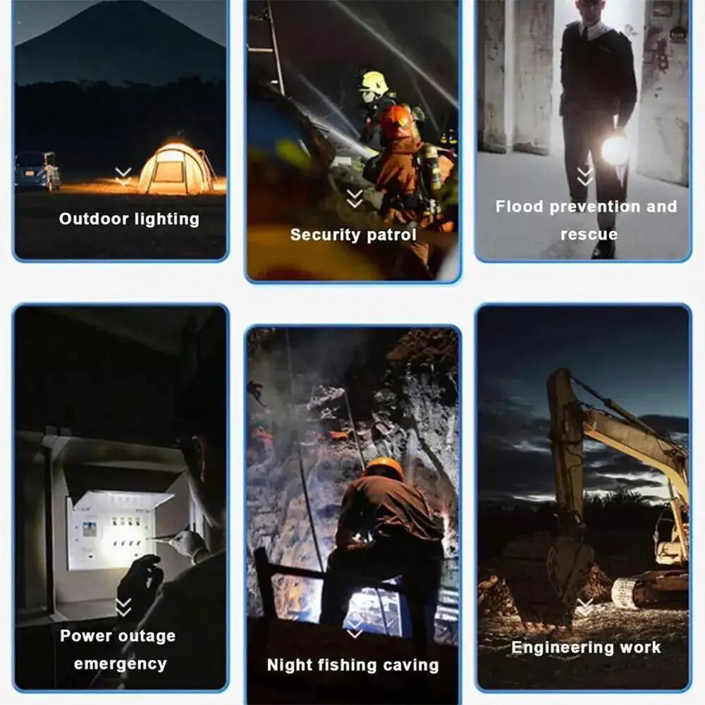 Solar/USB Rechargeable LED Flashlight - 3-in-1 Headlamp, Searchlight | Portable Outdoor Light for Hunting, Camping, Hiking