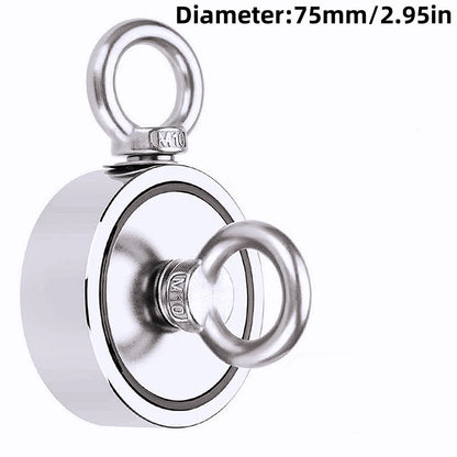 Strong Powerful Neodymium Magnet Double Side Salvage Search Magnet Hook Sea Fishing Holder Pulling Mounting Pot with Ring