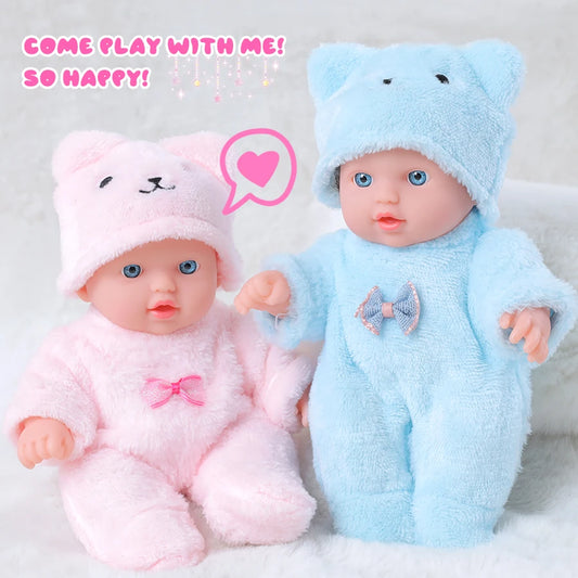 New 8 Inch Cuddly Plush Baby Doll Two-piece Set Pink and Blue  Baby Doll  Girl Christmas Gifts