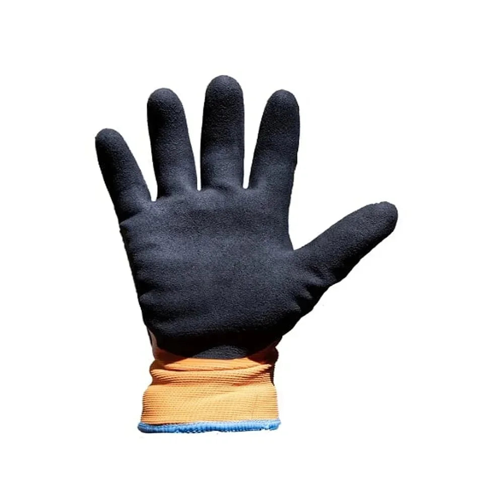 Men's winter gloves waterproof double layer latex coating, color orange, medium
