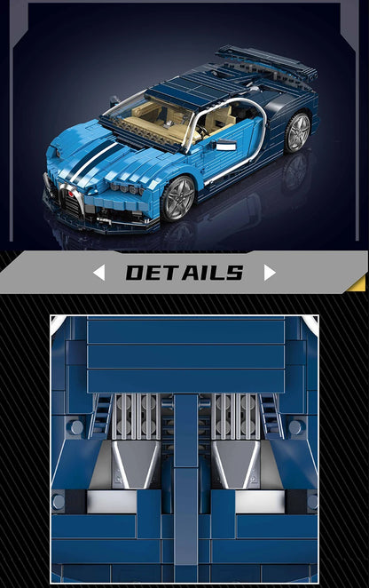 Technical Car Toys Blue Sport Racing Car Building Block Assembly Car Brick Set Kids Christmas Gifts