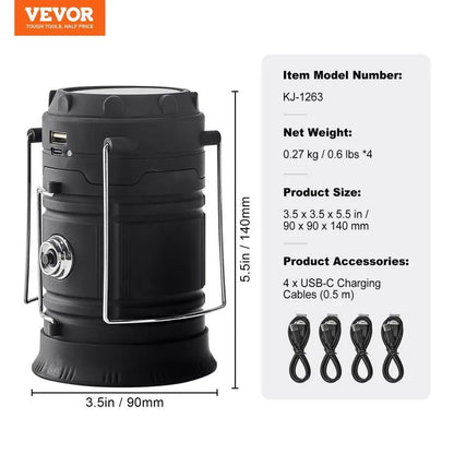 Portable Rechargeable LED Camping Lanterns Battery Bank Set of 4 Outdoor Lights