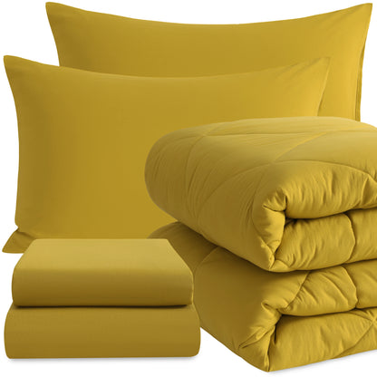 5 Piece Bedding Comforter Set. Breathable Bed in a Bag, Includes Comforter, Fitted Sheet, Top Sheet and Pillowcases