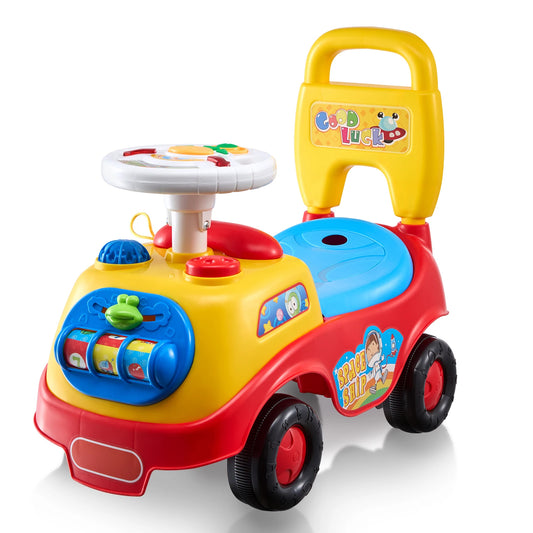 Toddler Ride On Push Car with Music Steering Wheel Seat Storage