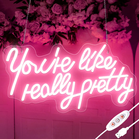 USB Powered Pink LED Neon Light with Adjustable Brightness,Light Up Sign for Party Decor&Christmas Gifts