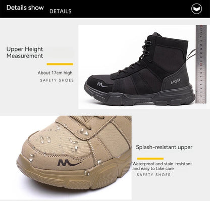 Mens Safety Shoes Steel Toe  Anti-Puncture Indestructible Shoes Trail Running  Outdoor Protective Boot