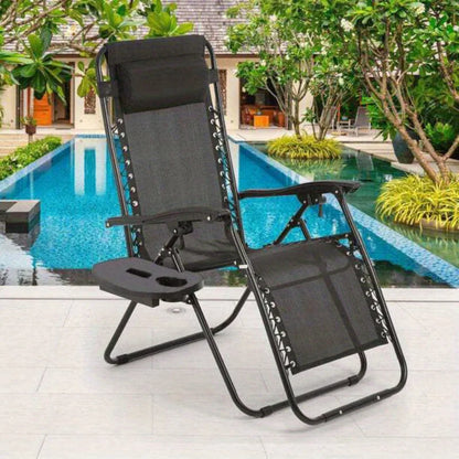 Zero Gravity Chair, Folding Outdoor Patio Lounge Recliner w/ Cup Holder