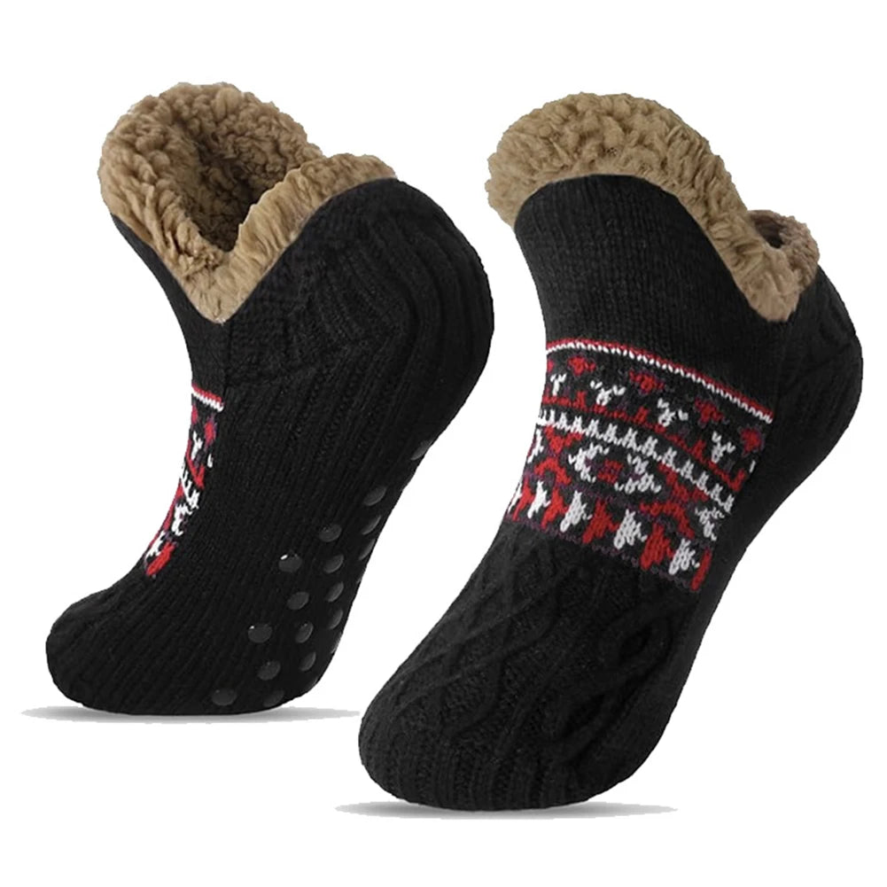 Men Women Winter Indoor Home Slippers Socks Non Slip Fuzzy Floor Socks Warm Thick Thermal Socks Soft for Christmas
