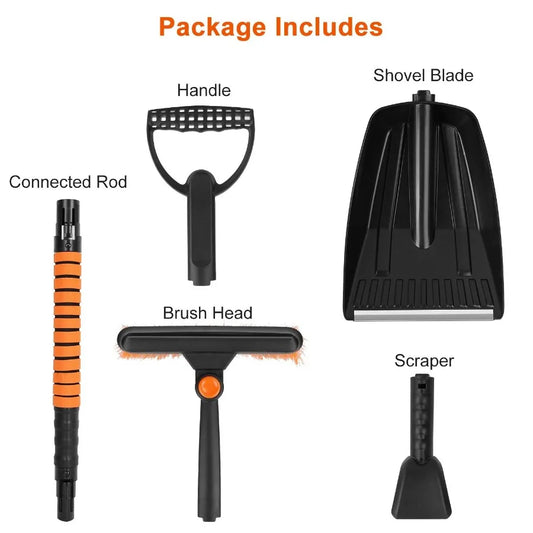 5 in 1 Detachable Snow Remover Kits Extendable Ice Scraper Snow Shovel 180 Adjustable Snow Brush  for Car Windshield Roof