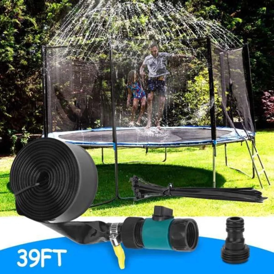 Trampoline Sprinkler  for Outdoor Water Game Toys for Backyard Boys Girls Summer Fun 39ft