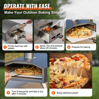 12inch Outdoor Oven Charcoal Fired Portable Stainless Steel Grill & Pizza Waterproof for Backyard Camping