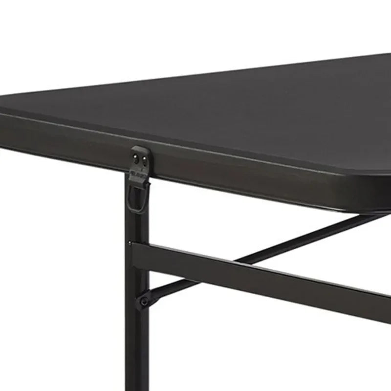 6 Foot Bi-Fold Plastic Folding Table Black Portable Table