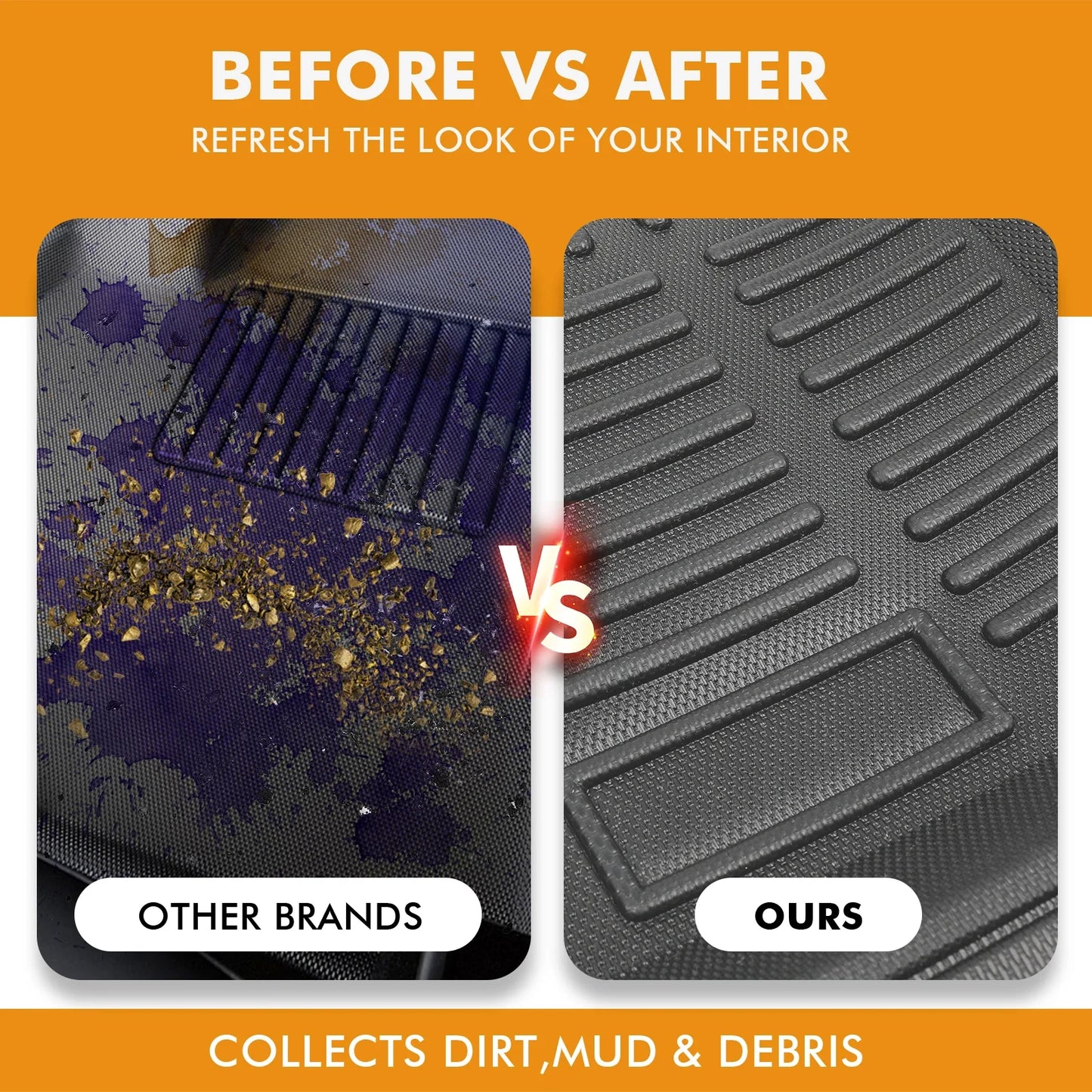 5pcs Universal Auto Car Floor Mats All-Weather Waterproof Tray Mat Interior Accessories