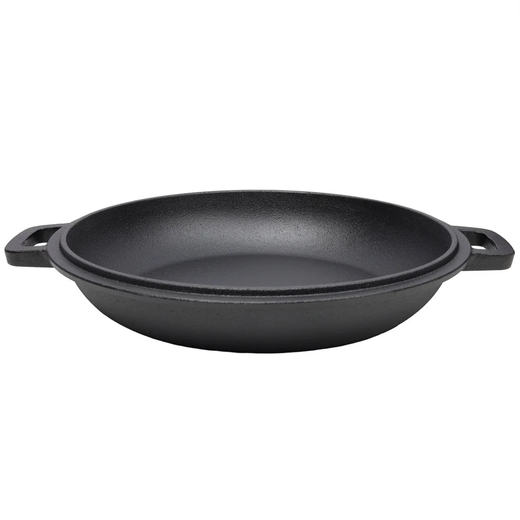2 in 1 Pre-Seasoned Cast Iron Dutch Oven With Dual Handles,
