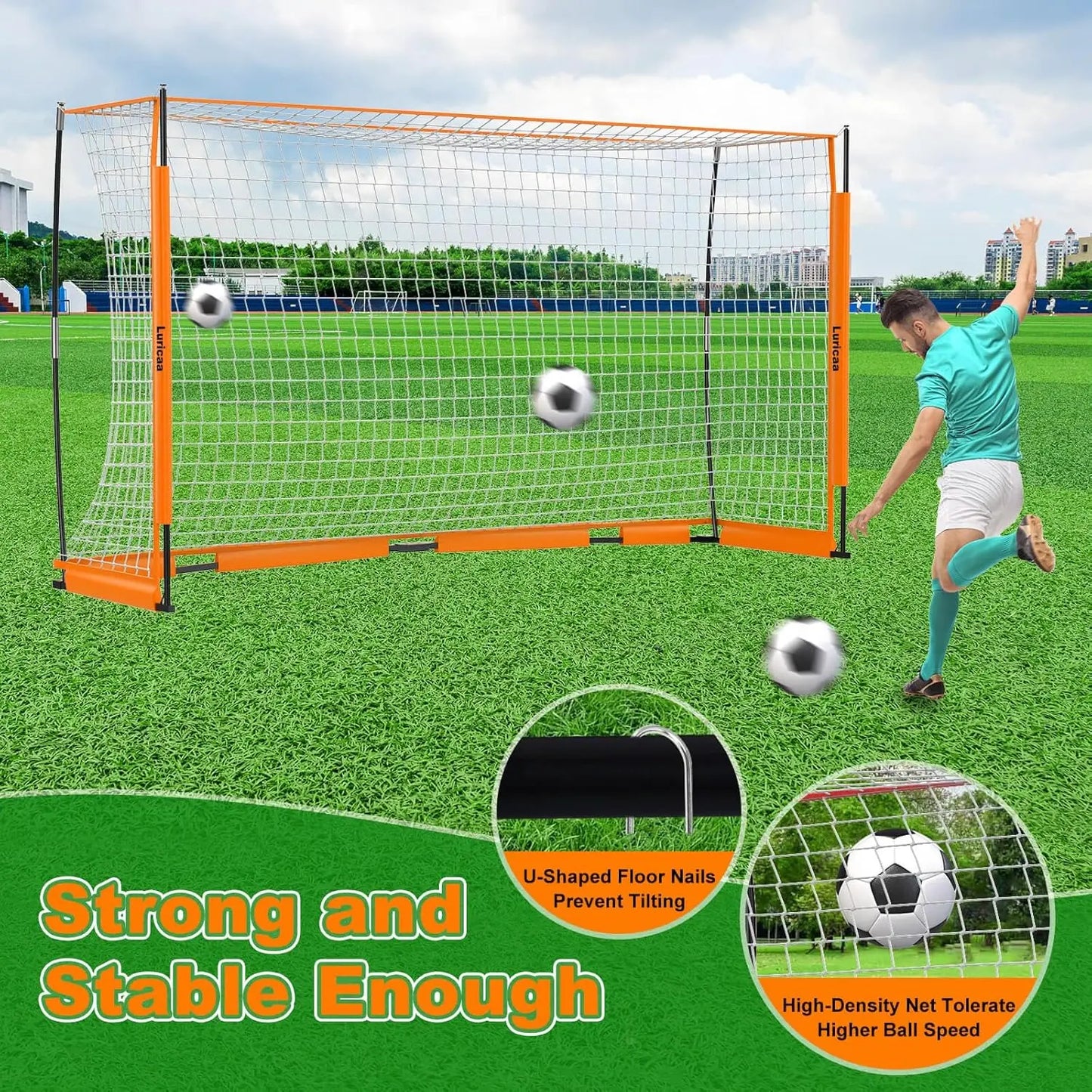Collapsible Soccer Goal, 12×6 ft /6×4 ft Portable Net for Backyard, Quick Setup with 1 Carry Bag