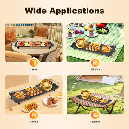 Electric Barbecue Grill, 110V Outdoor Camping, Picnic, Party, Temperature Range 0-250°, 68*28cm