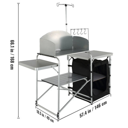 Camping Outdoor Kitchen Table Cabinet Foldable  Storage Rack