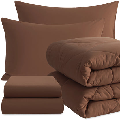 5 Piece Bedding Comforter Set. Breathable Bed in a Bag, Includes Comforter, Fitted Sheet, Top Sheet and Pillowcases