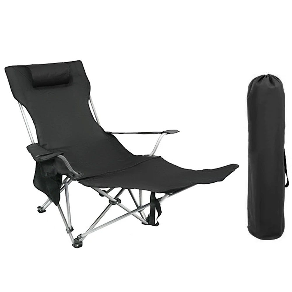 Lazy Reclining Chair with Pillow & Cup Holder & Side Pocket Lightweight Beach Chair Adjustable Backrest for Fishing Travel
