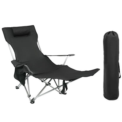 Lazy Reclining Chair with Pillow & Cup Holder & Side Pocket Lightweight Beach Chair Adjustable Backrest for Fishing Travel