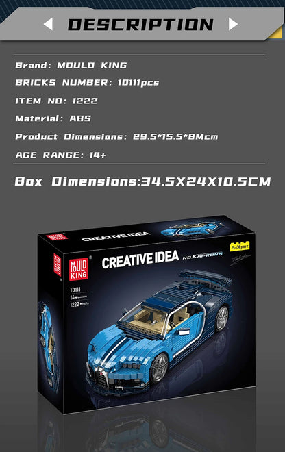 Technical Car Toys Blue Sport Racing Car Building Block Assembly Car Brick Set Kids Christmas Gifts